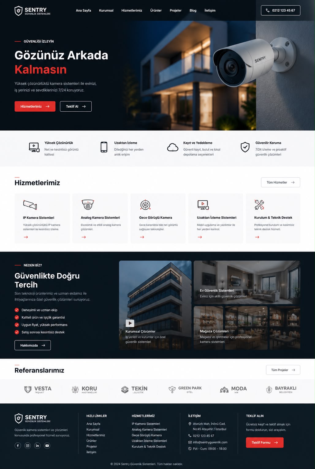 Antalya Güvenlik sistemleri firması için yapılan web sitesi referansı