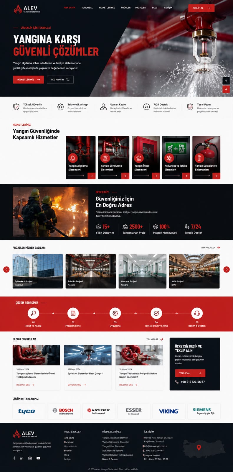Antalya yangın sistemleri firması için yapılan web sitesi referans projesi